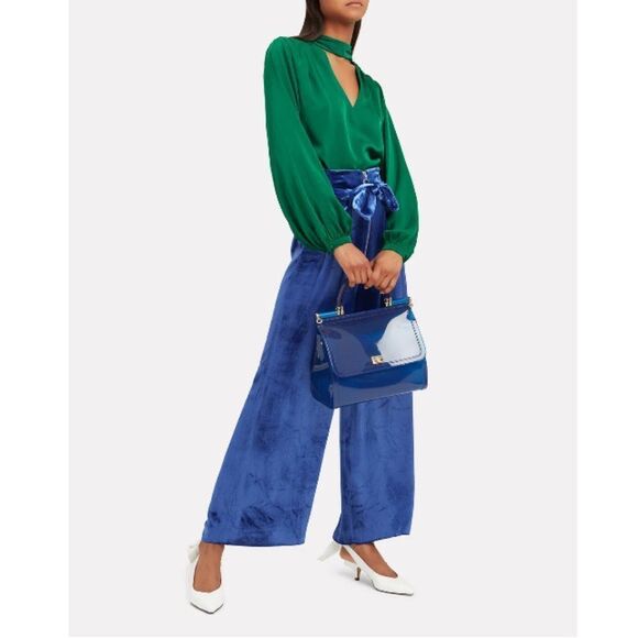 INTERMIX Sz. 6 New Claudia Velvet Pleated Wide-Leg Pants - Picture 1 of 12